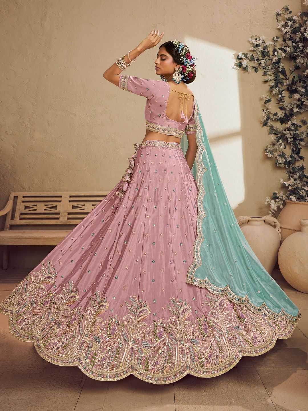 Satin Silk Designer Pink Lehenga - MYLUXURY LANE ENTERPRISE